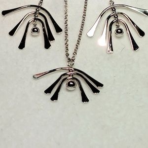 Avon Set Articulating Dangle Earrings and Matching Necklace Vintage